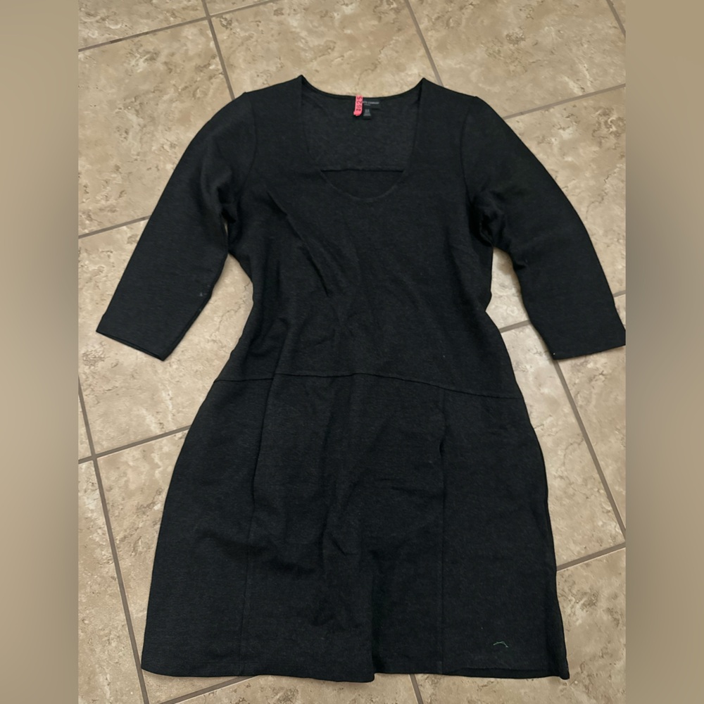 CHARCOAL GREY KNIT MIDI DRESS